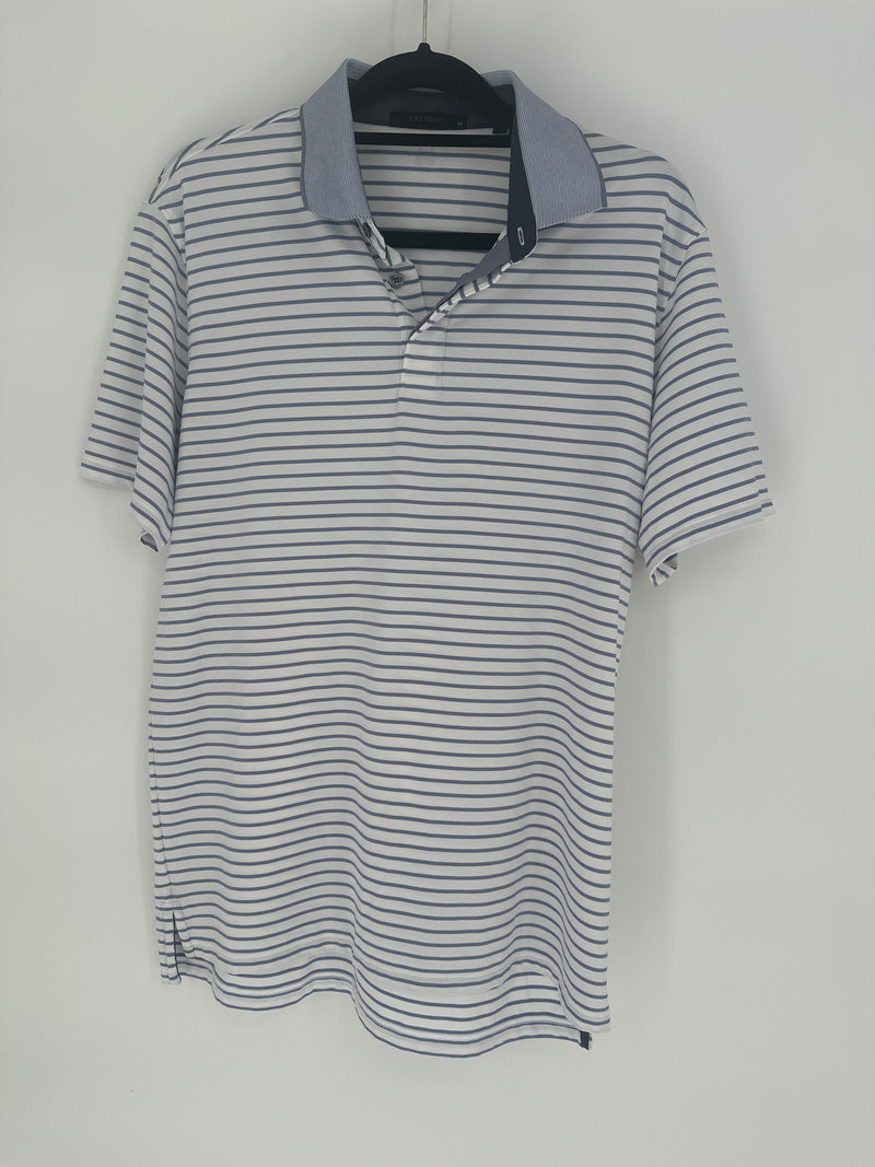 Greyson Stripe Polo in Arctic (M)